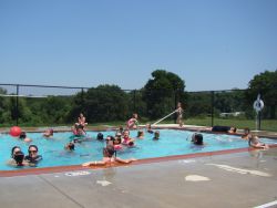 Students splashing in pool